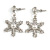 Christmas Crystal, Faux Pearl Snowflake Drop Earrings In Silver Tone - 45mm Long - view 3