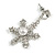 Christmas Crystal, Faux Pearl Snowflake Drop Earrings In Silver Tone - 45mm Long - view 4