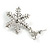 Christmas Crystal, Faux Pearl Snowflake Drop Earrings In Silver Tone - 45mm Long - view 5