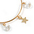 Large Slim Hoop with Star/ AB Crystal Drop Charm Earrings In Gold Tone - 50mm Diameter - view 5
