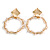 Contemporary Hoop with Pearl Beaded Chain Design Drop Earrings In Gold Tone - 55mm Tall - view 3