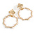 Contemporary Hoop with Pearl Beaded Chain Design Drop Earrings In Gold Tone - 55mm Tall