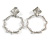 Contemporary Hoop with Pearl Beaded Chain Design Drop Earrings In Silver Tone - 55mm Tall - view 3