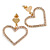 Romantic Delicated Crystal Open Heart Drop Earrings In Gold Tone - 35mm Tall - view 4