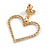 Romantic Delicated Crystal Open Heart Drop Earrings In Gold Tone - 35mm Tall - view 7