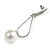 Trendy Loop with Crystal Faux Pearl Bead Drop Earrings In Silver Tone - 70mm Long - view 5