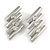 Unique Silver Tone Clear Crystal Tunnel Stud Earrings - 45mm Long