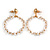 Transparent Faceted Glass Stone Slim Hoop Drop Earrings In Gold Tone - 50mm Tall - view 3