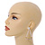 White Faux Pearl Clear Crystal Transformer Drop/ Stud Earrings In Gold Tone - 50mm Long/ 9mm Stud Bead - view 2
