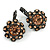 Delicate Light Topaz Flower Drop Earrings In Gun Metal Finish with Leverback Clasp - 25mm Long - view 3
