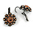 Delicate Light Topaz Flower Drop Earrings In Gun Metal Finish with Leverback Clasp - 25mm Long - view 4