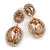 Champagne Oval Glass, Clear Crystal Drop Earrings In Rose Gold Tone - 50mm Long - view 3