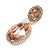 Champagne Oval Glass, Clear Crystal Drop Earrings In Rose Gold Tone - 50mm Long - view 4
