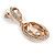 Champagne Oval Glass, Clear Crystal Drop Earrings In Rose Gold Tone - 50mm Long - view 5