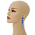 Statement Linear Graduated Glass Stone Long Earrings In Gold Tone in Blue/ Clear - 11.5cm Tall - view 2