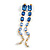 Statement Linear Graduated Glass Stone Long Earrings In Gold Tone in Blue/ Clear - 11.5cm Tall - view 8