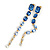 Statement Linear Graduated Glass Stone Long Earrings In Gold Tone in Blue/ Clear - 11.5cm Tall - view 7