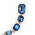 Statement Linear Graduated Glass Stone Long Earrings In Gold Tone in Blue/ Clear - 11.5cm Tall - view 4