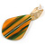 Trendy Stripy Acrylic Teardrop Earrings In Gold Tone (Orange/ Green/ Glitter Gold) - 75mm Long - view 4