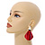 Trendy Stripy Acrylic Teardrop Earrings In Gold Tone (Red/ Glitter Gold) - 75mm Long - view 2