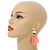Trendy Stripy Acrylic Teardrop Earrings In Gold Tone (Pink/ Glitter Gold) - 75mm Long - view 2