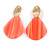 Trendy Stripy Acrylic Teardrop Earrings In Gold Tone (Pink/ Glitter Gold) - 75mm Long - view 3