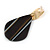 Trendy Stripy Acrylic Teardrop Earrings In Gold Tone (Black/ White/ Glitter Gold) - 75mm Long - view 6