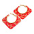 Trendy Pink Animal Print Square Acrylic Hoop Earrings In Gold Tone - 45mm Tall - Medium - view 4