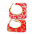 Trendy Pink Animal Print Square Acrylic Hoop Earrings In Gold Tone - 45mm Tall - Medium - view 3