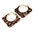 Trendy Taupe/ Black Animal Print Square Acrylic Hoop Earrings In Gold Tone - 45mm Tall - Medium - view 2