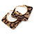 Trendy Taupe/ Black Animal Print Square Acrylic Hoop Earrings In Gold Tone - 45mm Tall - Medium - view 5