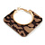 Trendy Taupe/ Black Animal Print Square Acrylic Hoop Earrings In Gold Tone - 45mm Tall - Medium - view 4