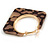 Trendy Taupe/ Black Animal Print Square Acrylic Hoop Earrings In Gold Tone - 45mm Tall - Medium - view 6