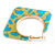 Trendy Teal Blue/ Lemon Yellow Animal Print Square Acrylic Hoop Earrings In Gold Tone - 45mm Tall - Medium - view 6