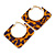 Trendy Orange/ Purple Animal Print Square Acrylic Hoop Earrings In Gold Tone - 45mm Tall - Medium - view 5