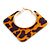 Trendy Orange/ Purple Animal Print Square Acrylic Hoop Earrings In Gold Tone - 45mm Tall - Medium - view 4