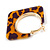 Trendy Orange/ Purple Animal Print Square Acrylic Hoop Earrings In Gold Tone - 45mm Tall - Medium - view 6