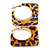 Trendy Orange/ Purple Animal Print Square Acrylic Hoop Earrings In Gold Tone - 45mm Tall - Medium - view 2