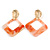 Trendy Salmon Pink Glitter Acrylic Square Earrings In Gold Tone - 70mm Long - view 3