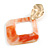 Trendy Salmon Pink Glitter Acrylic Square Earrings In Gold Tone - 70mm Long - view 5