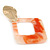 Trendy Salmon Pink Glitter Acrylic Square Earrings In Gold Tone - 70mm Long - view 6