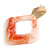 Trendy Salmon Pink Glitter Acrylic Square Earrings In Gold Tone - 70mm Long - view 7
