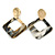 Trendy Black/ White Glitter Acrylic Square Earrings In Gold Tone - 70mm Long - view 3