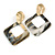 Trendy Black/ White Glitter Acrylic Square Earrings In Gold Tone - 70mm Long - view 4