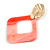 Trendy Coral Pink Glitter Acrylic Square Earrings In Gold Tone - 70mm Long - view 6