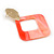 Trendy Coral Pink Glitter Acrylic Square Earrings In Gold Tone - 70mm Long - view 7