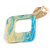 Trendy Light Blue/ Cream Glitter Acrylic Square Earrings In Gold Tone - 70mm Long - view 7