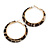 Trendy Brown/ Black Animal Print Acrylic Hoop Earrings In Gold Tone - 60mm Diameter - Large - view 3