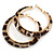 Trendy Brown/ Black Animal Print Acrylic Hoop Earrings In Gold Tone - 60mm Diameter - Large - view 4
