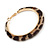 Trendy Brown/ Black Animal Print Acrylic Hoop Earrings In Gold Tone - 60mm Diameter - Large - view 5